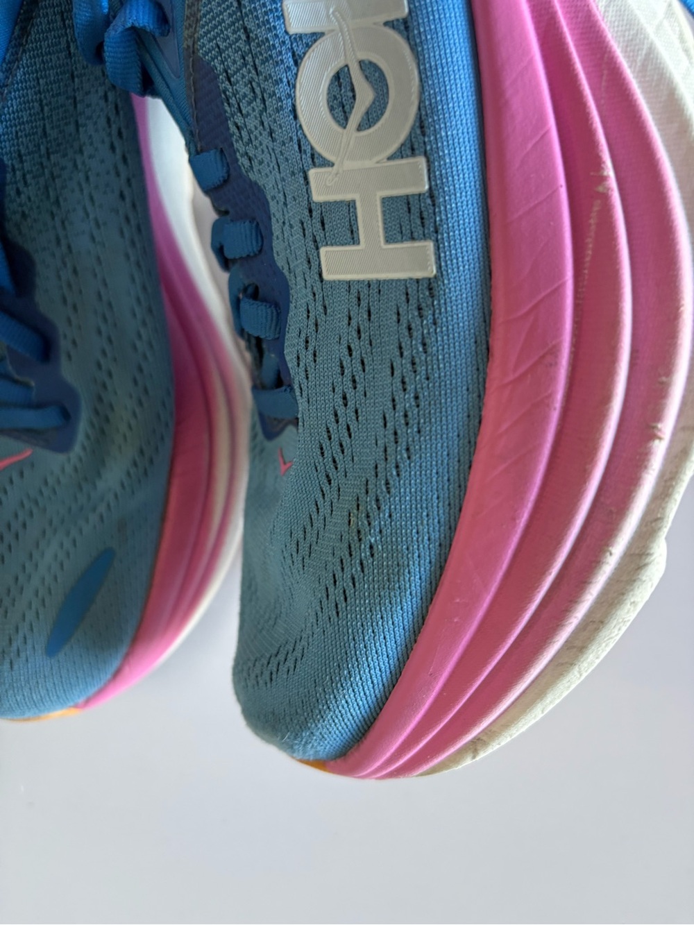 Hoka Blue Pink White Women's Athletic Running Shoes - Picture 3 of 10